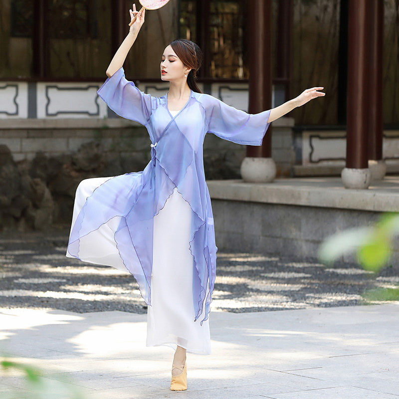 yoga dress Graceful Chinese Style Yoga Wear Dance Costume Turquoise / XL