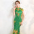 Floral Embroidery Lace Full Length Mermaid Cheongsam Evening Dress