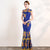 Floral Embroidery Lace Full Length Mermaid Cheongsam Evening Dress