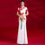 Phoenix Stickerei Cheongsam Top Meerjungfrau Abendkleid mit Quasten