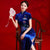 Mandarin Collar Floral Embroidery Velvet Cheongsam A-line Evening Dress