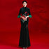 Trumpet Sleeve Lotus Embroidery Velvet Cheongsam Mermaid Evening Dress