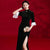 Trumpet Sleeve Velvet Cheongsam Mermaid Evening Dress