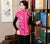 Chaleco acolchado estilo chino floral con cuello alto y borde de piel