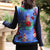 Col de fourrure de brocart floral et gilet de gilet ouaté chinois traditionnel de bord