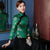 3/4 Sleeve Floral Brocade Traditional Chinese Wadded Coat