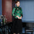 3/4 Sleeve Floral Brocade Traditional Chinese Wadded Coat