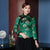 3/4 Sleeve Floral Brocade Traditional Chinese Wadded Coat