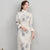 Fur Collar & Cuff Floral Brocade Cheongsam Knee Length Wadded Chinese Dress