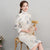 Fur Collar & Cuff Floral Brocade Cheongsam Knee Length Wadded Chinese Dress