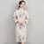 Fur Collar & Cuff Floral Brocade Cheongsam Knee Length Wadded Chinese Dress