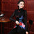 Chaleco acolchado chino con bordado floral Cheongsam con borde superior de piel