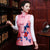 Broderie florale Cheongsam Top Fourrure Bord Gilet Chinois Ouaté Gilet