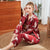 Pijama de dormir de mezcla de seda de 2 piezas con patrón de grúa