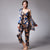 3-teiliger Bademantel aus Seidenmischung Loungewear Pyjama mit Blumenmuster