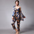 3-pieces Floral Silk Blend Loungewear Pajamas Bathrobe