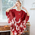 Round Neck Batwing Sleeve Silk Blend Loungewear Nightwear Pajamas