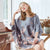 Round Neck Batwing Sleeve Silk Blend Loungewear Nightwear Pajamas