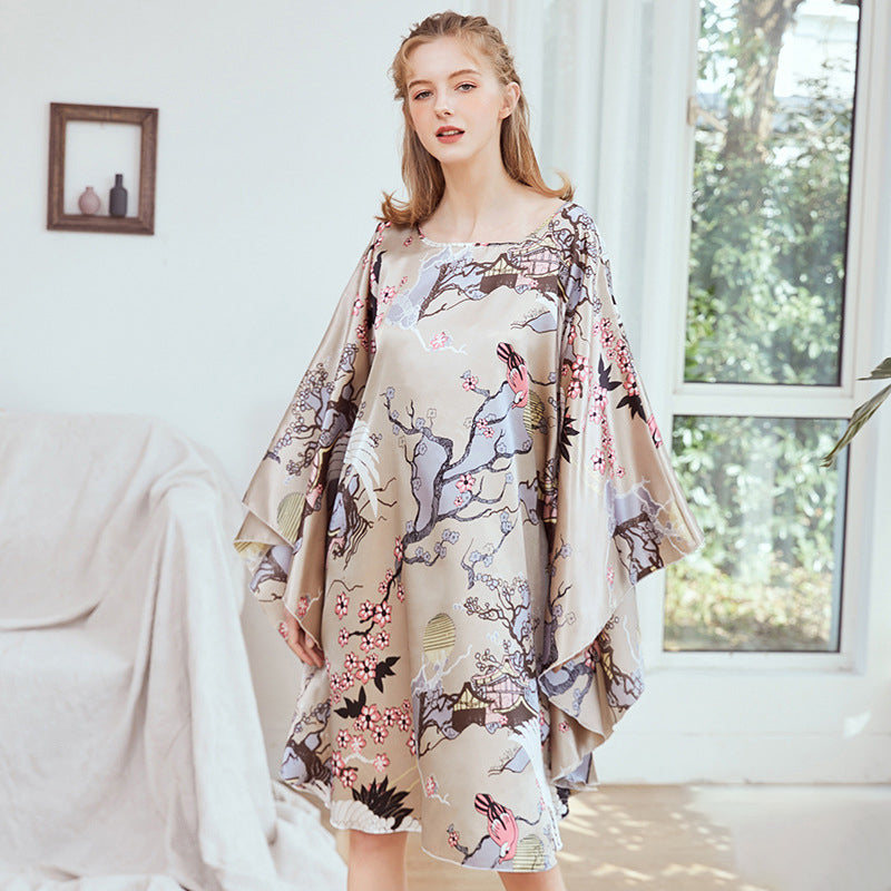 Kimono Sleeve Floral Silk Blend Loungewear Nightwear Pajamas – IDREAMMART