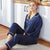 Long Sleeve 2-pieces Full Length Silk Loungewear Nightwear Pajamas