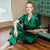 Short Sleeve 2-pieces Full Length Silk Loungewear Nightwear Pajamas