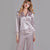 Long Sleeve 2-pieces  Silk Loungewear Nightwear Pajamas with Lace Edge