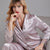 Long Sleeve 2-pieces  Silk Loungewear Nightwear Pajamas with Lace Edge