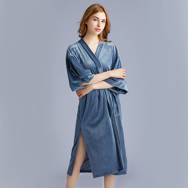 Kimono Sleeve Velvet Sleepwear Pyjamas Bathrobe