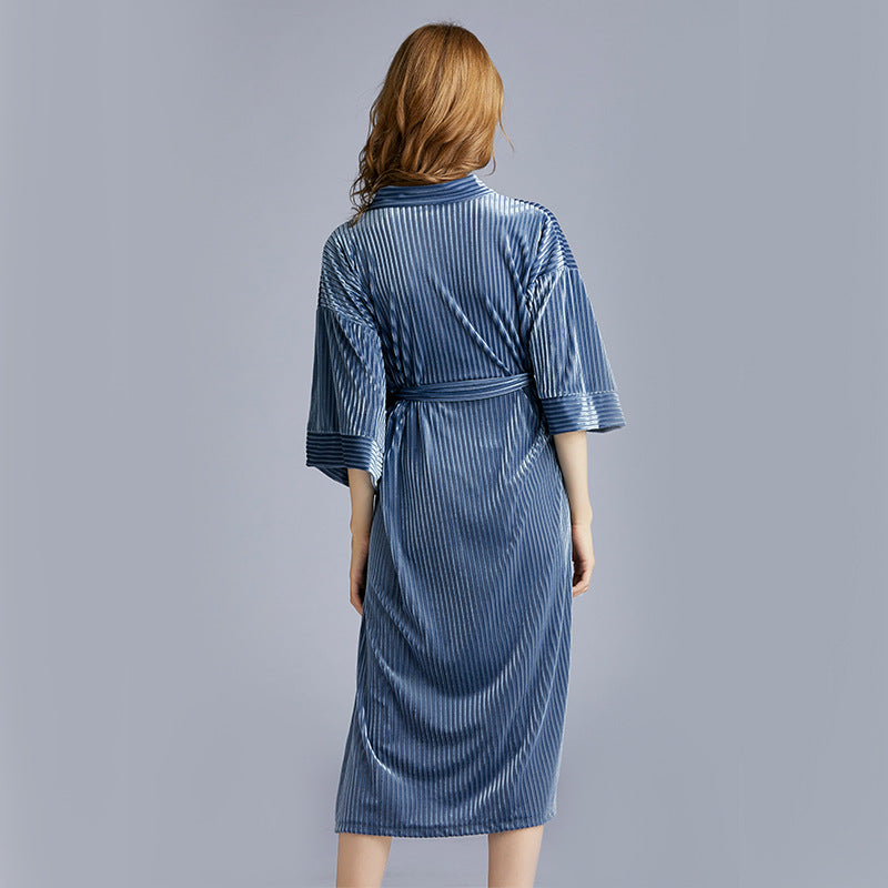 Kimono Sleeve Velvet Sleepwear Pyjamas Bathrobe