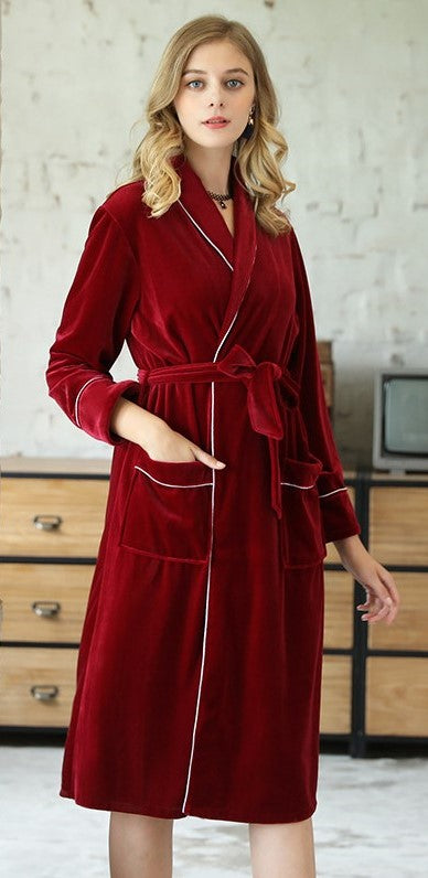 Long Sleeve Velvet Sleepwear Pyjamas Bathrobe for Wedding Day