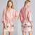 Kimono Sleeve Cranes Pattern Silk Cocktail Length Sleepwear Pyjamas