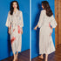 V Neck Full Length Floral Silk Sleepwear Pyjamas Morning Robe