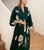 V Neck Full Length Floral Silk Sleepwear Pyjamas Morning Robe