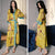 V Neck Full Length Bird & Floral Pattern Silk Sleepwear Pyjamas Morning Robe