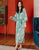 Pyjama de nuit en soie à fleurs et manches kimono