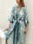 V Neck Full Length Floral Silk Sleepwear Pyjamas Morning Robe