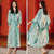 V Neck Full Length Floral Silk Sleepwear Pyjamas Morning Robe