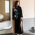 Full Length Floral Velvet Sleepwear Pyjamas Morning Robe with Voluminous Sleeves