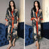 Full Length Leopard Pattern Velvet Sleepwear Pyjamas Morning Robe