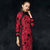 Teelanges traditionelles chinesisches Cheongsam-Kleid voller Blumenspitze