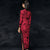 Tea Length Traditional Cheongsam Chinese Dress Full of Floral Lace