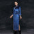 Cat Pattern Mandarin Sleeve Velvet Cheongsam Chinese Dress