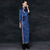 Cat Pattern Mandarin Sleeve Velvet Cheongsam Chinese Dress