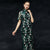 Floral Heavy Embroidery Illusion Sleeve Tea Length Cheongsam Chinese Dress