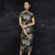 Cap Sleeve Heavy Embroidery Cheongsam Floral Chinese Dress