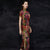 Cap Sleeve Floral Silk Blend Cheongsam Chinese Dress with Strap Buttons