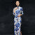 Vestido chino Cheongsam de longitud completa de algodón elegante floral retro
