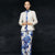 Retro Foloral Fancy Cotton Full Length Cheongsam Chinese Dress