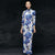 Vestido chino Cheongsam de longitud completa de algodón elegante floral retro