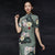Vestido chino clásico con estampado floral de cheongsam de algodón hasta el té